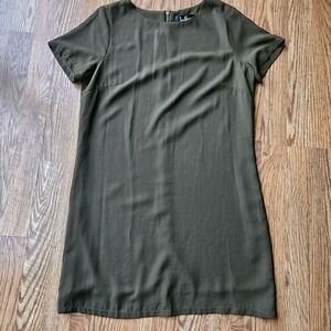 Lulus Sheath Dress Size Medium Army Olive Green Short Sleeve Back Zip Up Casual